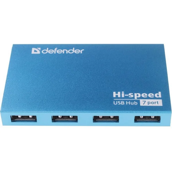 Defender Разветвитель SEPTIMA SLIM USB2.0 - 7 портов, + блок питания DC 5В...2А, + кабель USB 2.0 A(M) - MiniB (M) - 1м
