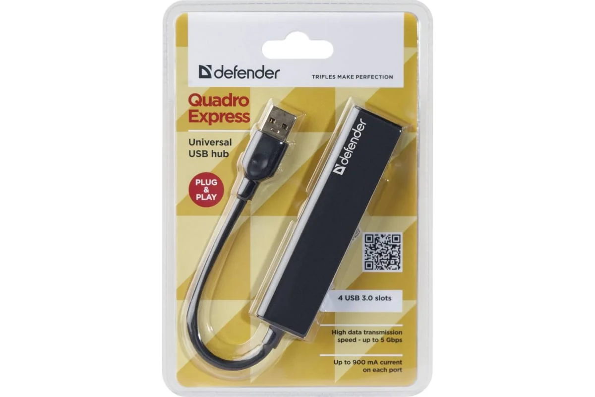 Defender Универсальный USB разветвитель Quadro Express USB3.0, 4 порта