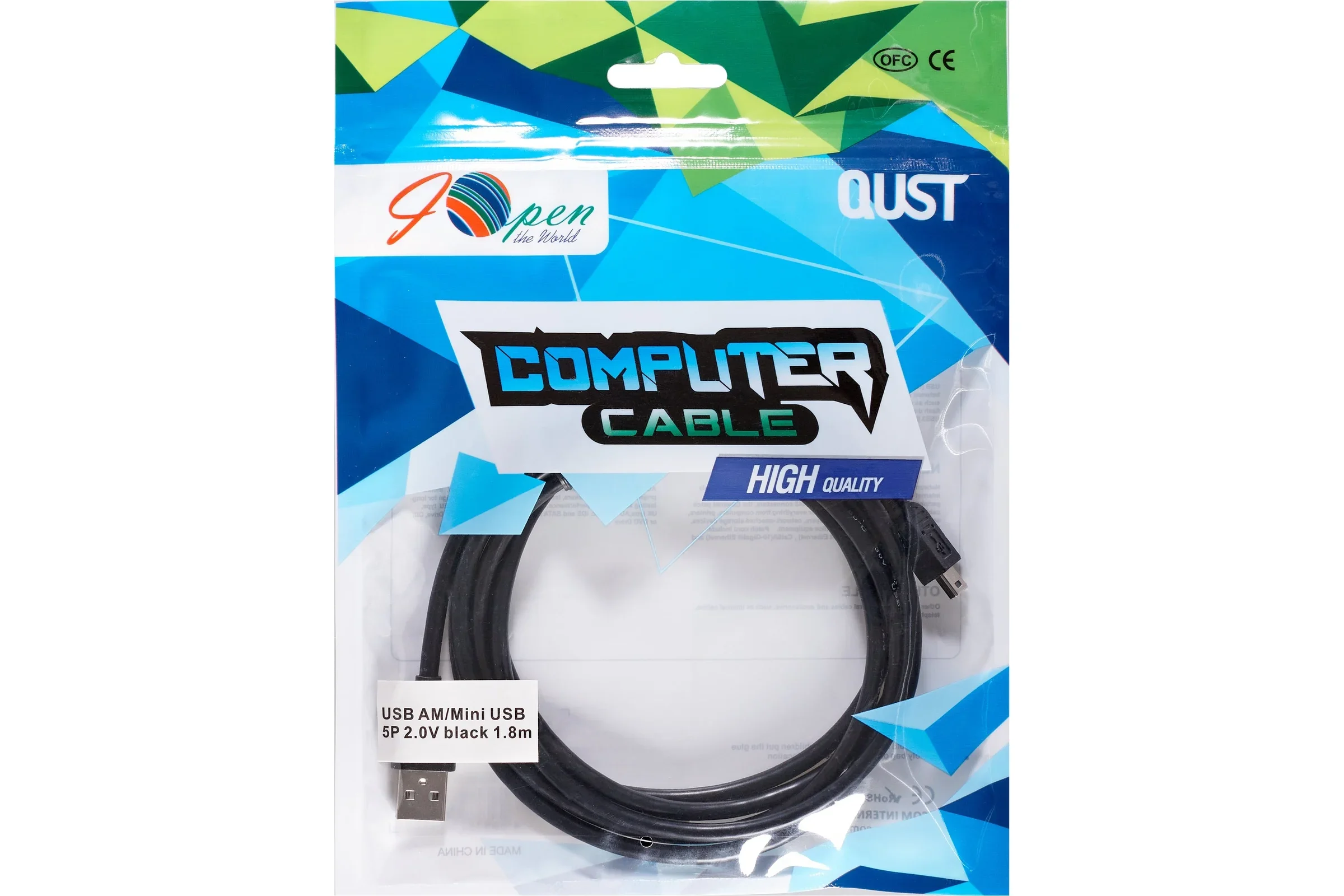 Кабель USB 2.0 A-->mini-B 5P, iOpen, 1.8m <ACU215A-1.8M>