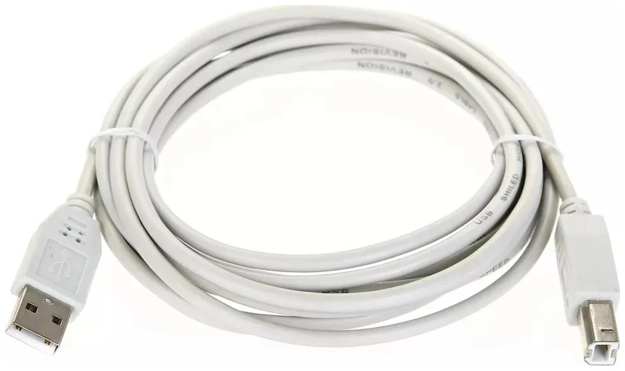 Кабель USB2.0  A-->B (3.0м) белый, Telecom.