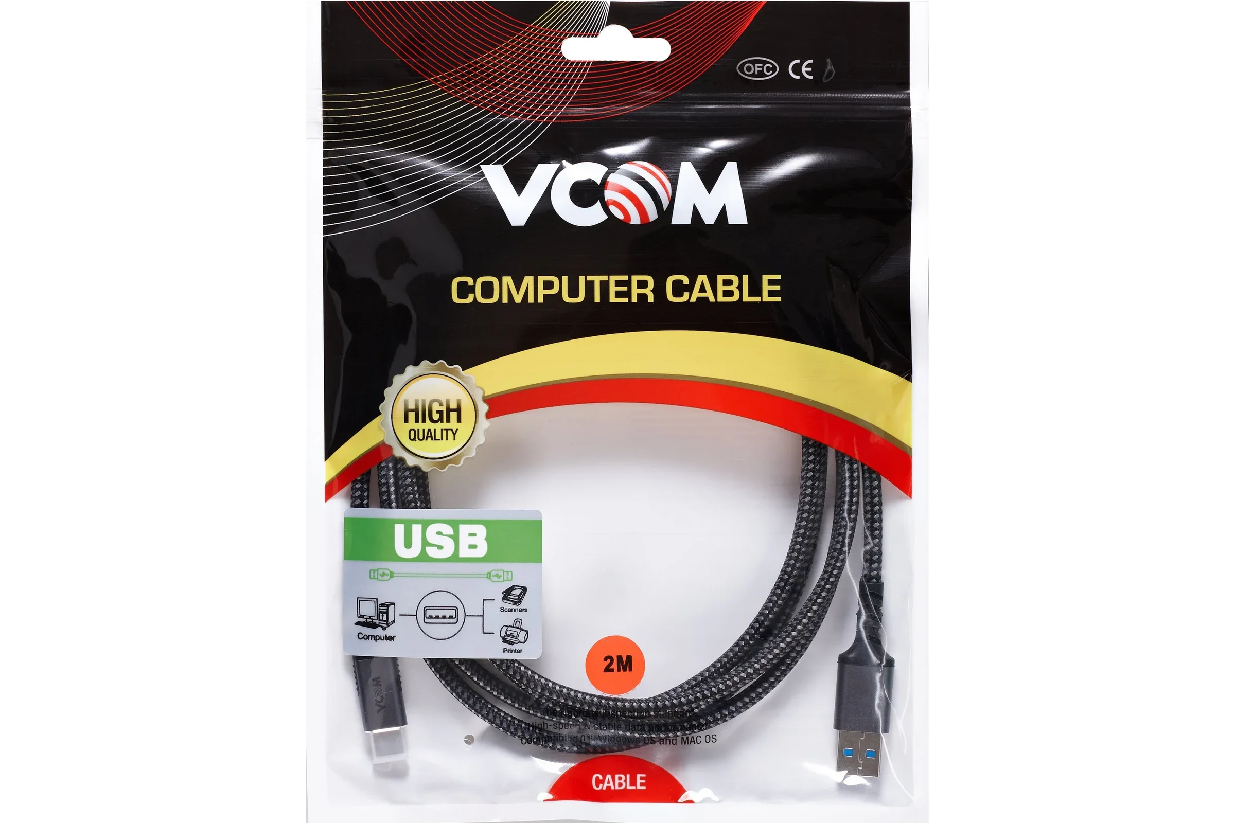 Кабель USB3.2 Gen2, AM->CM, 10Gbs, All Shell 2м VCOM <CU401M-2M>