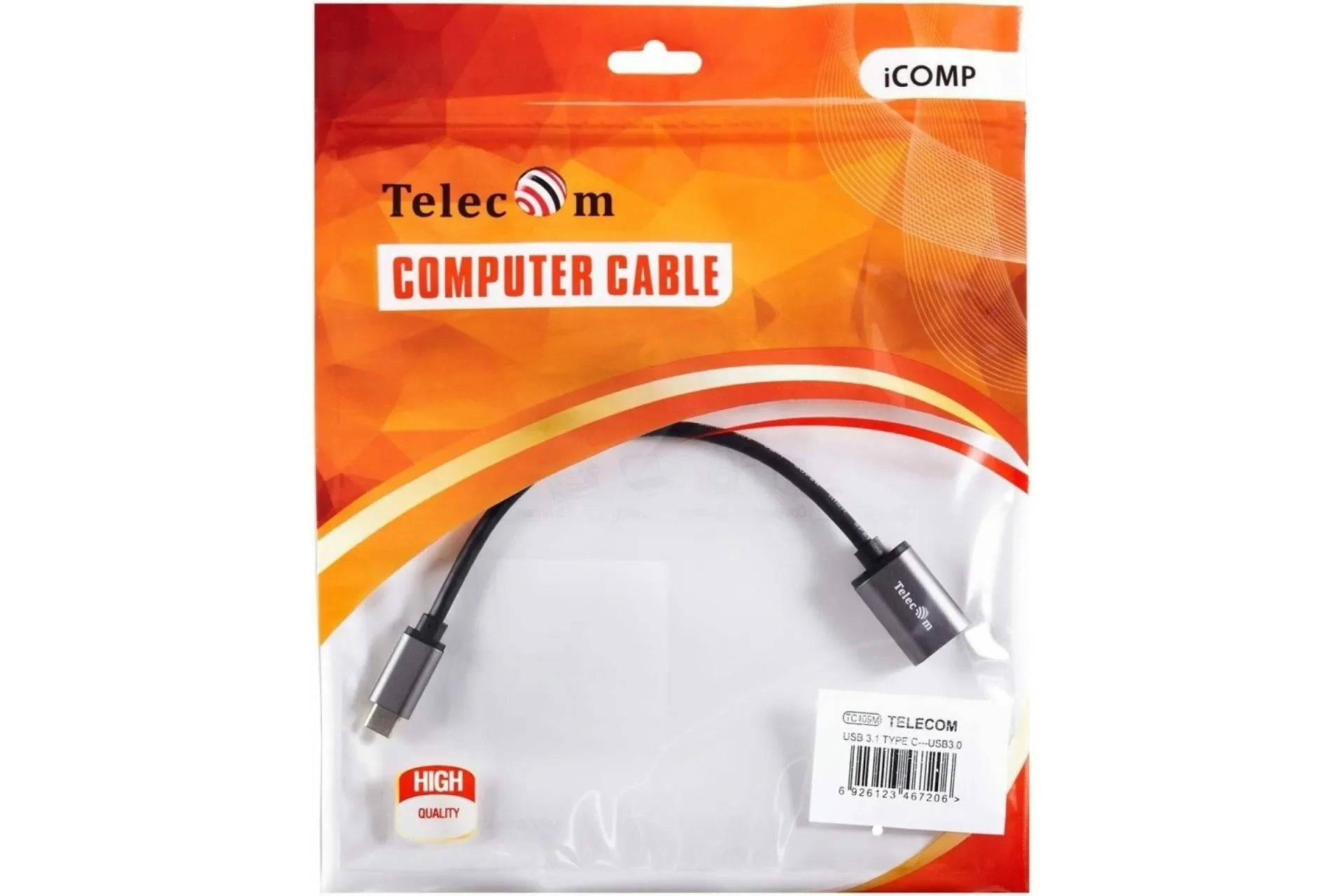 Кабель-адаптер  Type-Cm --> USB 3.0 Af , OTG, 1,5A , 5,0Gbps , Alum grey 0,2m Telecom (TC409M)