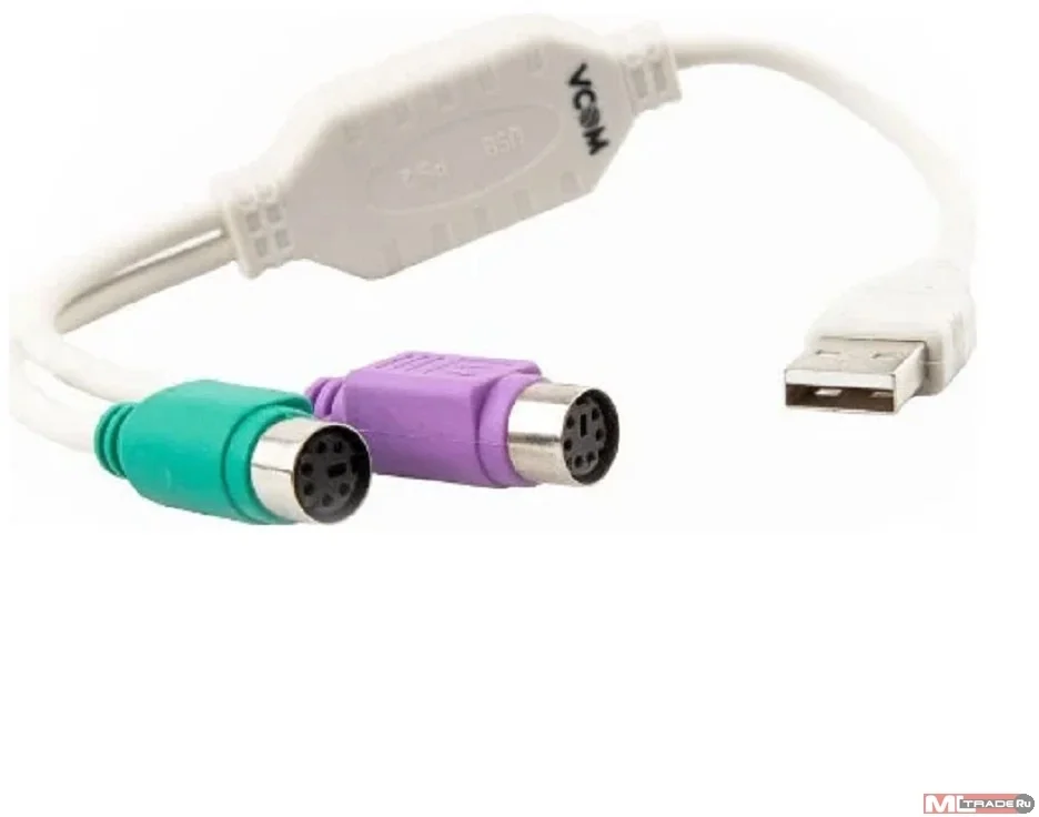 Кабель-адаптер USB A->2xPS/2 (адаптер для подключения PS/2 клавиатуры и мыши к USB порту) VCOM