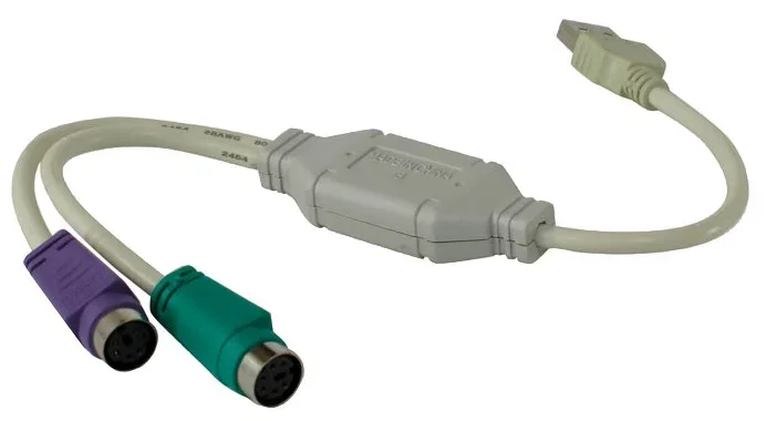 Кабель-адаптер USB A->2xPS/2 (адаптер для подключения PS/2 клавиатуры и мыши к USB порту) VCOM
