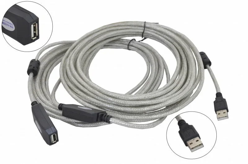 Кабель-адаптер USB2.0-repeater, удлинительный активный <Am-->Af> 15м Aopen/Qust <ACU823-15M>