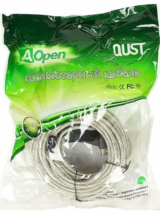 Кабель-адаптер USB2.0-repeater, удлинительный активный <Am-->Af> 20м Aopen