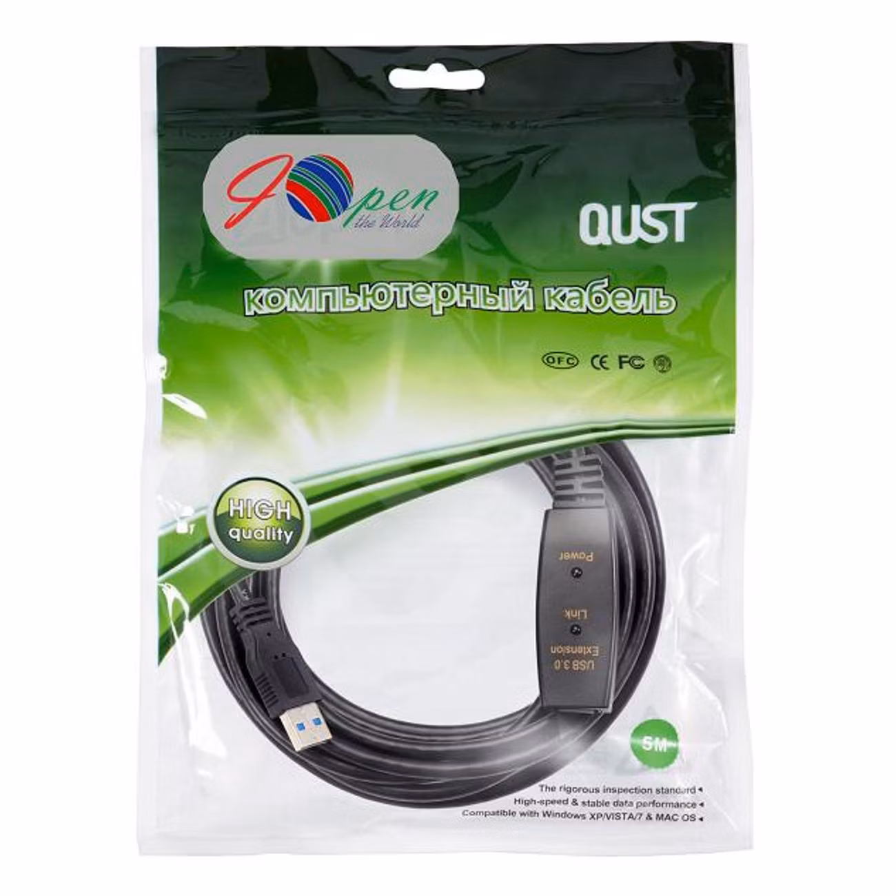 Кабель-адаптер USB3.0-repeater, удлинительный активный <Am-->Af> 5м iOpen (Aopen/Qust)<ACU827A-5M>