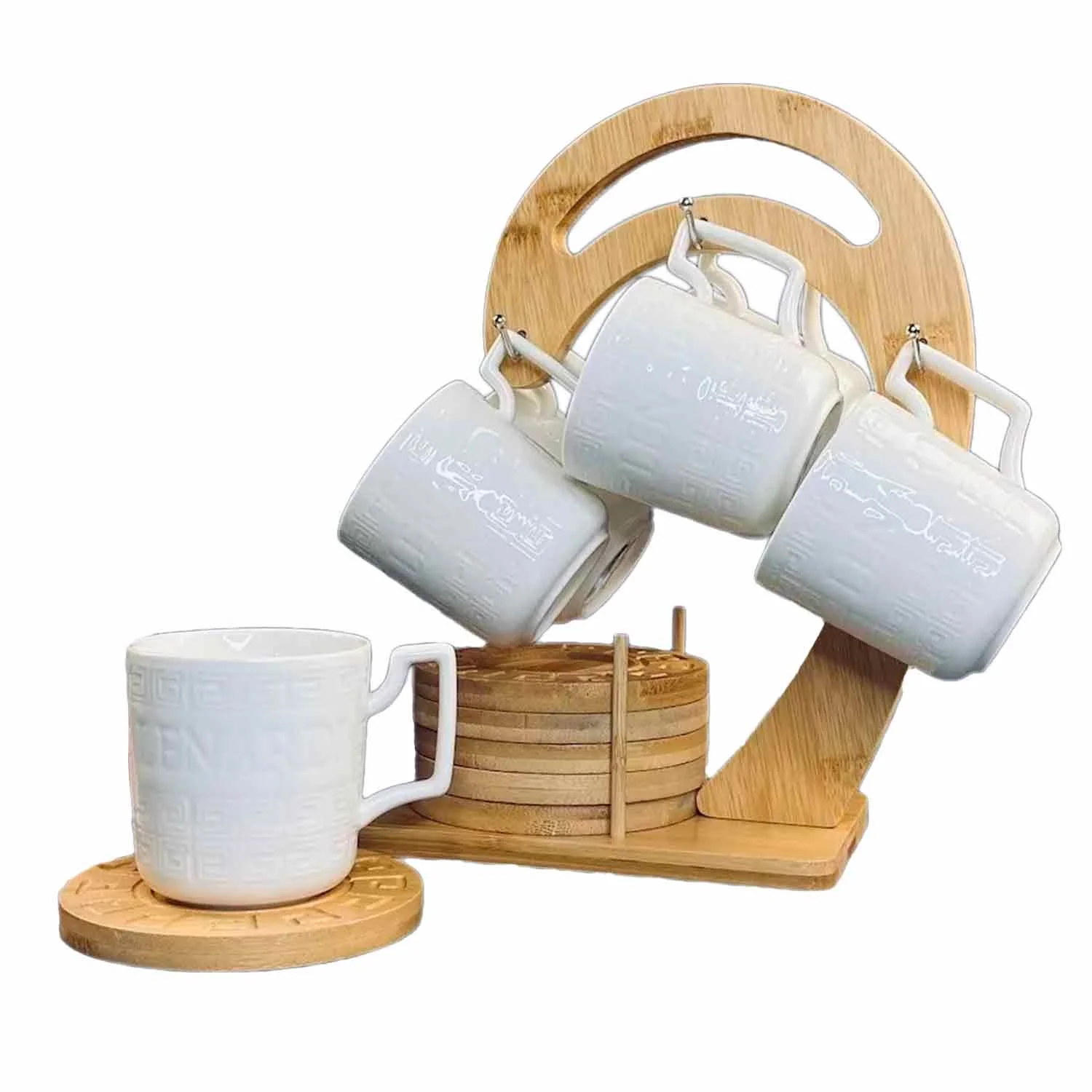 140-115 Кофейный набор 12пр. 200мл на подставке BAMBOO в под.уп.(х8)Фарфор