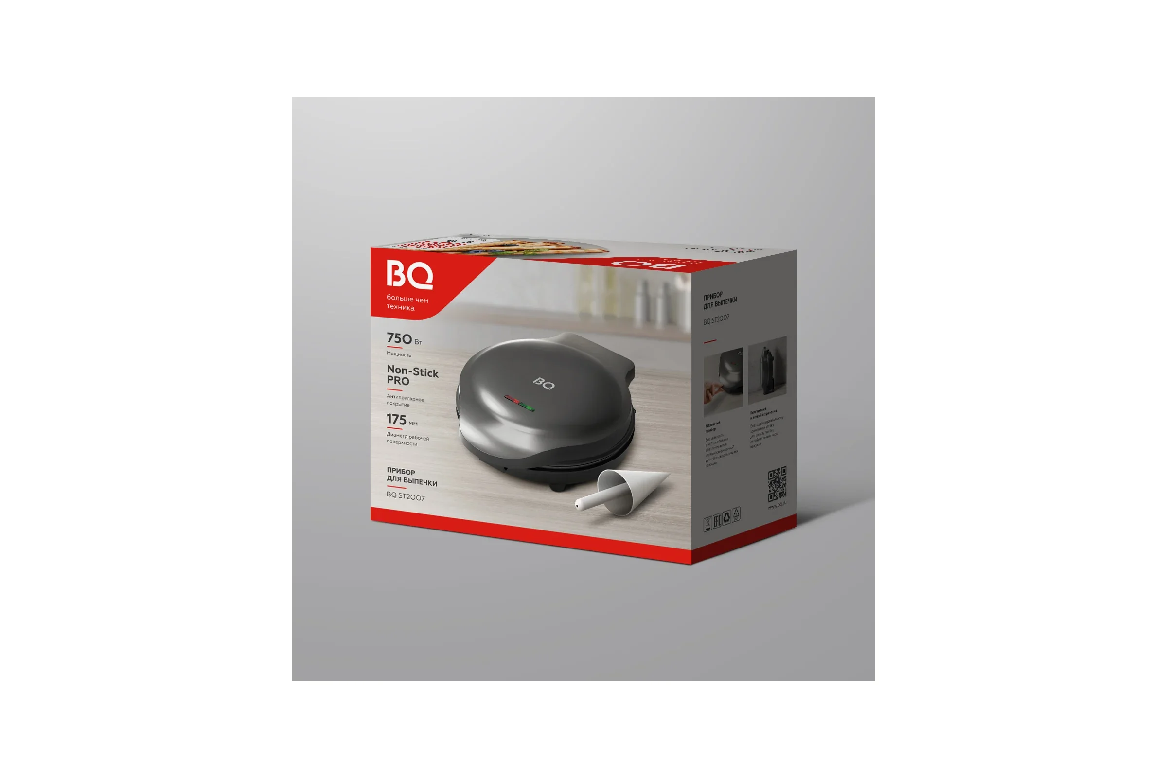 Бутербродница и вафельница BQ ST2007, черный