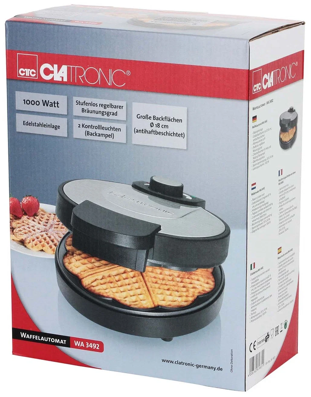 Бутербродница и вафельница Clatronic WA 3492 schwarz inox