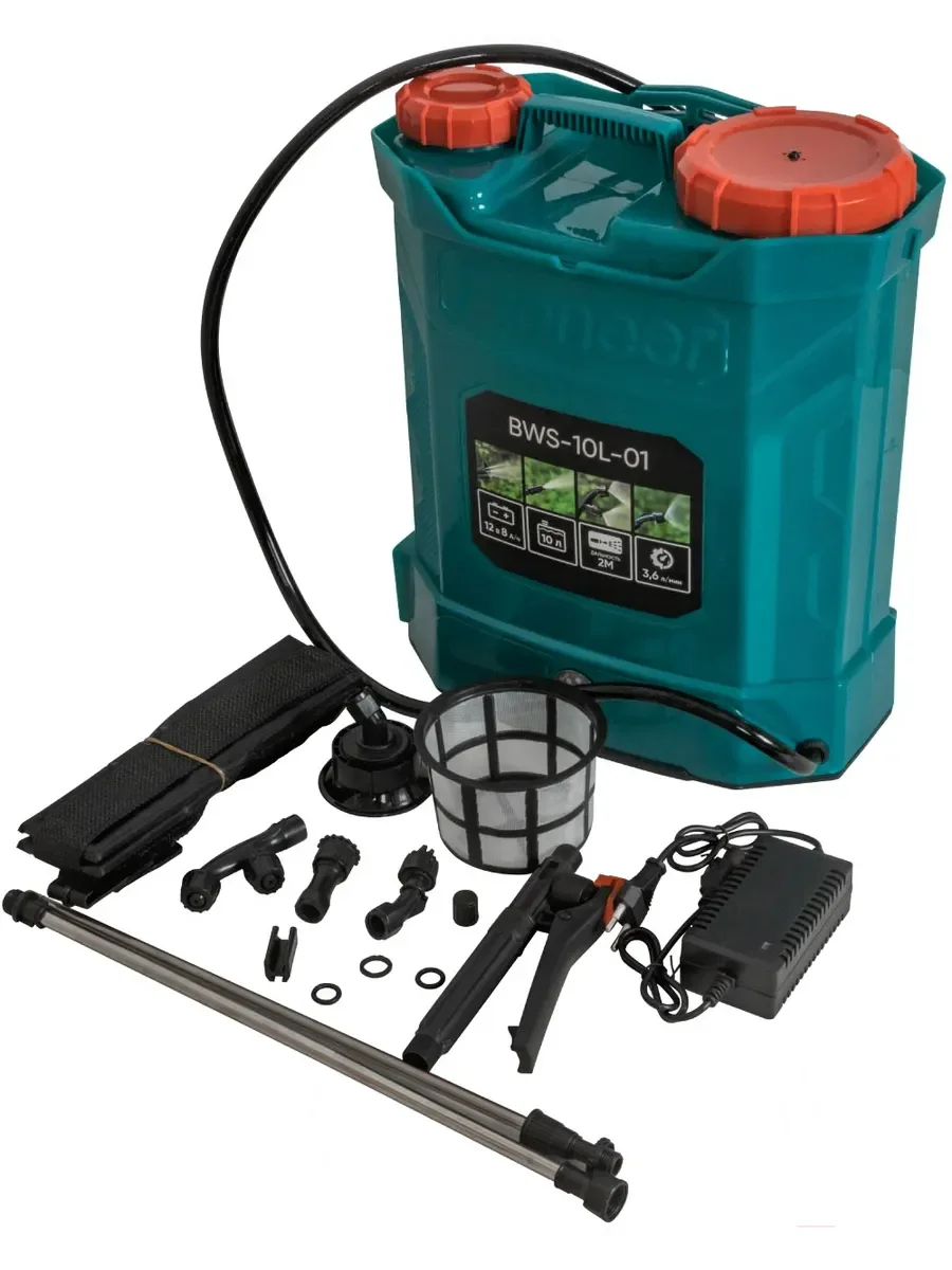 Опрыскиватель аккумуляторный Pioneer BWS-10L-01, 10л, 8000 мАч, давлен.0,15-0,4 Мпа. работа 4ч