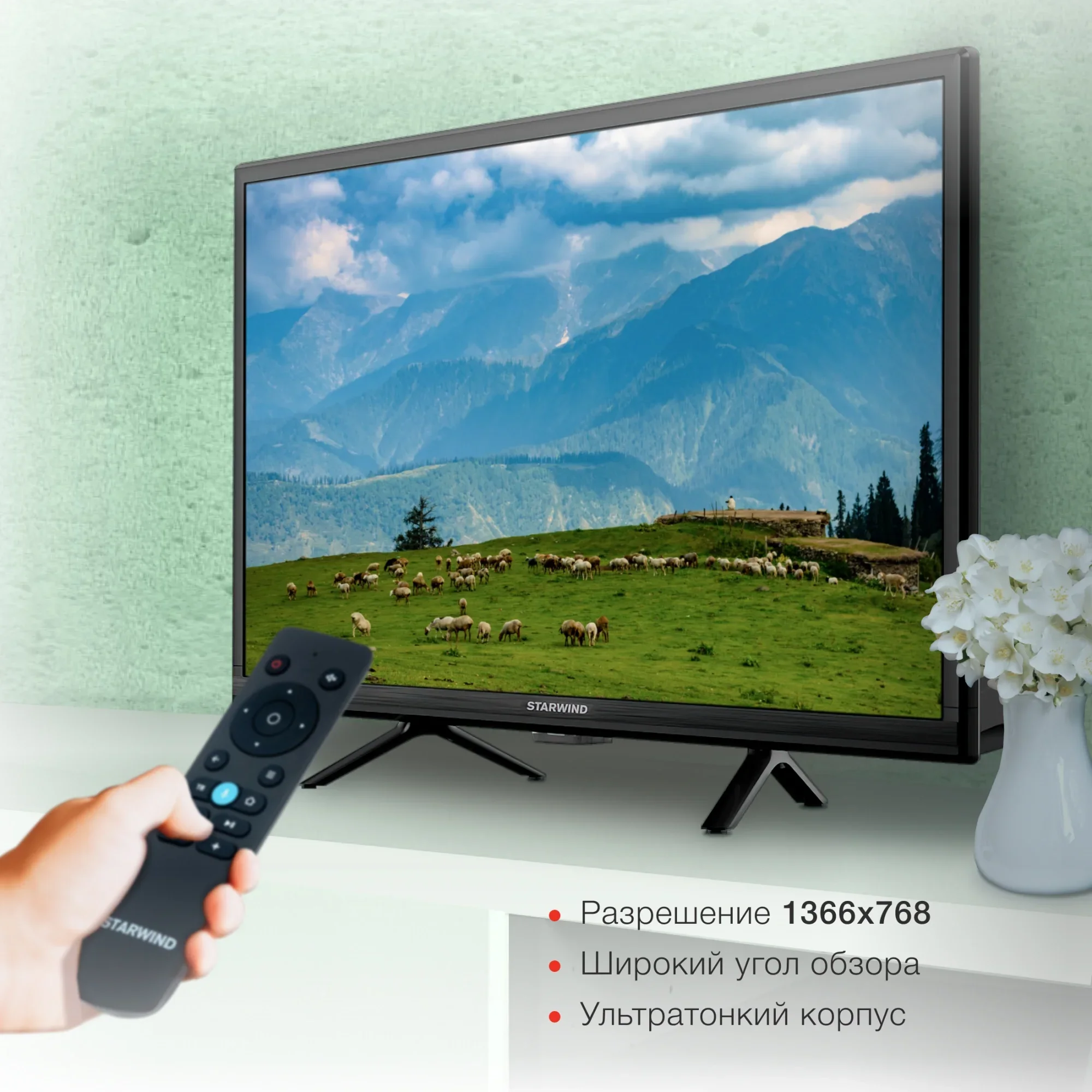 Телевизор LED 24" Starwind SW-LED24SG304 Smart Яндекс.ТВ Slim Design черный/черный/HD/DVB-T/60Hz/DVB