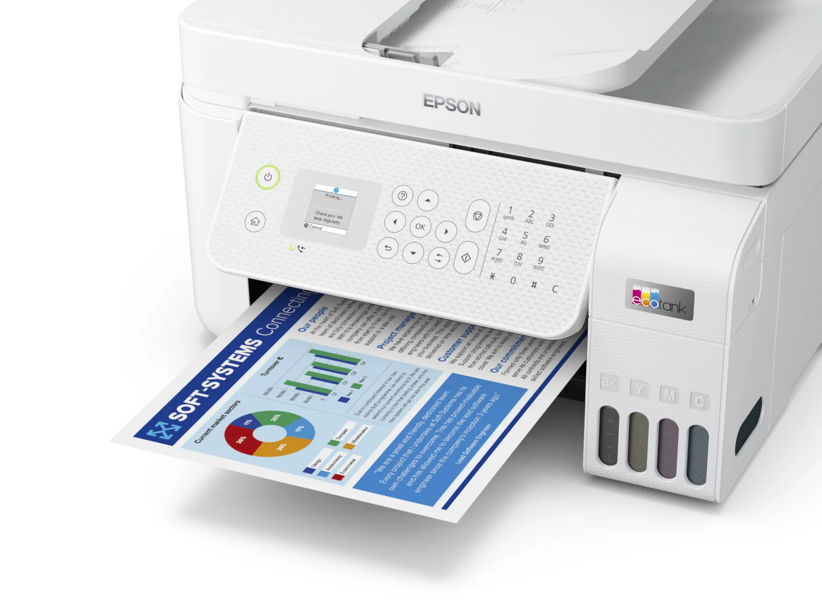 МФУ струйное Epson EcoTank L5296 (C11CJ65411) белый, A4, ч/б печ. 33стр/мин., цв. печ. 15стр/мин., 5760x1440 DPI, 2400х1200 DPI, USB, Ethernet, Wi-Fi