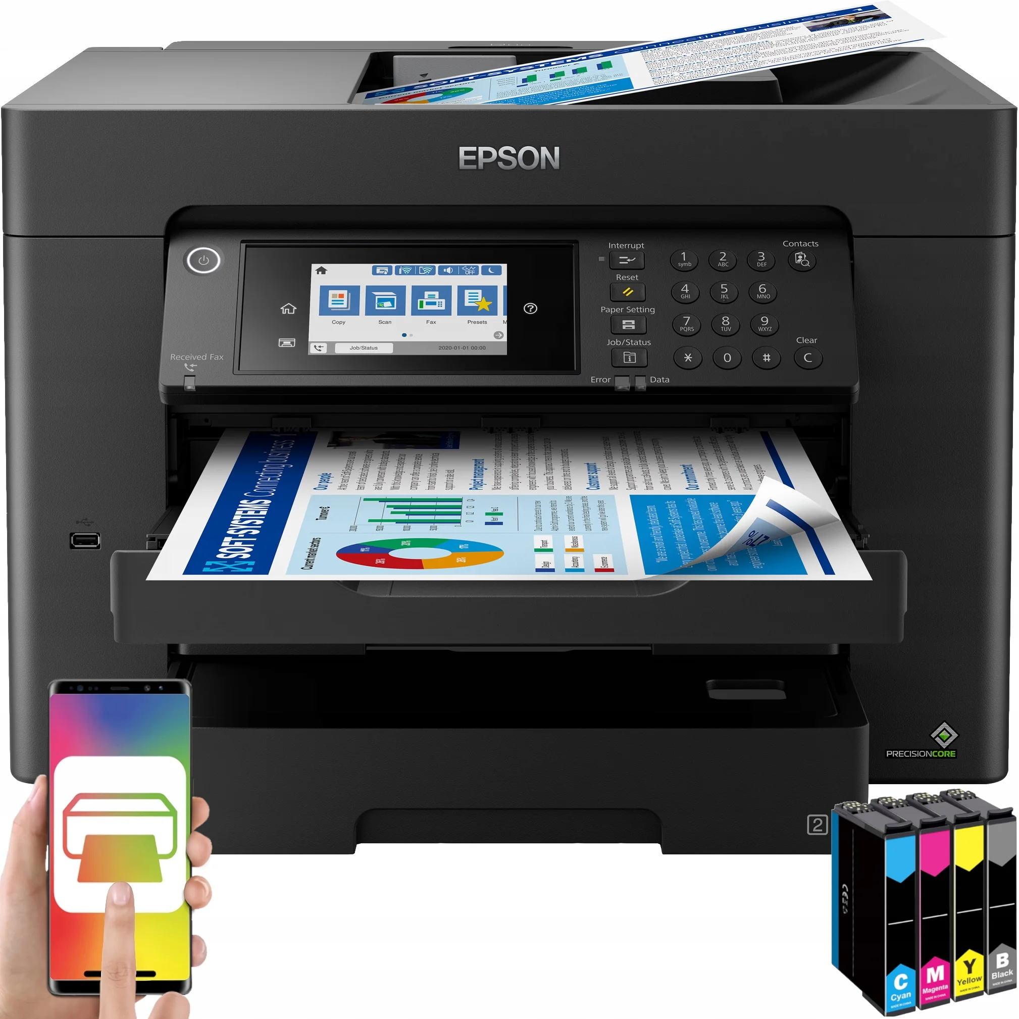 МФУ струйное Epson L15150, (A3, ADF, duplex, 35 стр./мин., Ethernet, Wi-Fi черный)
