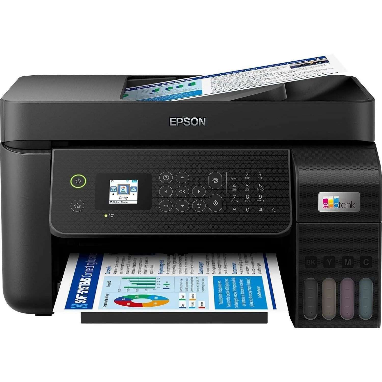 МФУ струйное Epson L5290 (C11CJ65512/C11CJ65508/C11CJ65407), A4, цветное, печ. до 33 стр/мин. (ч/б) до 15 стр/мин. (цвет), скан. до 12 стр/мин. (ч/б)