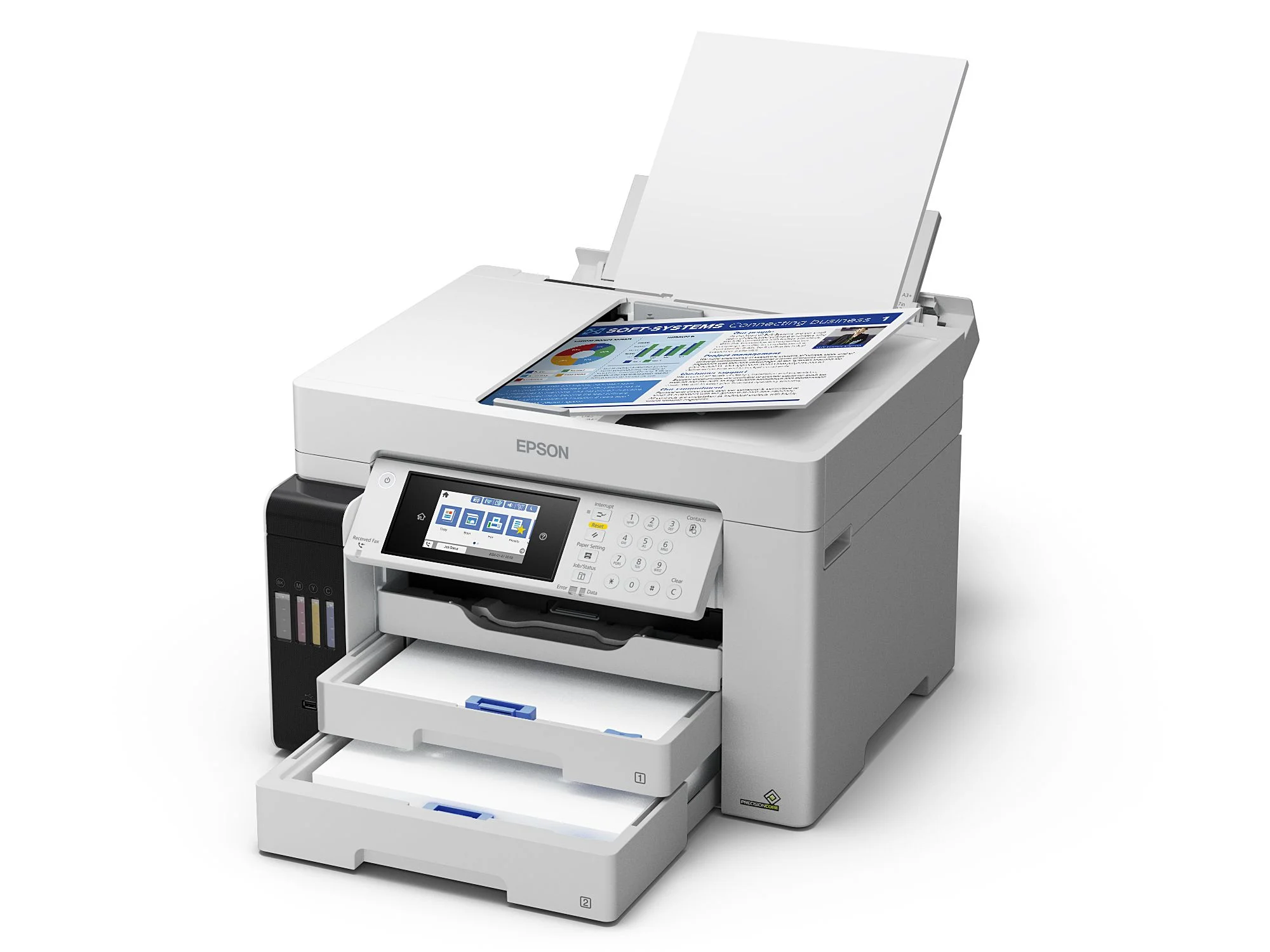 МФУ струйное EPSON M15180 (C11CJ41408), A3+, ч/б, печ. до 25 стр/мин., скан. до 26 стр/мин., 4800 x 1200 dpi (печать) 1200x1200dpi, USB, RJ-45, Wi-Fi,