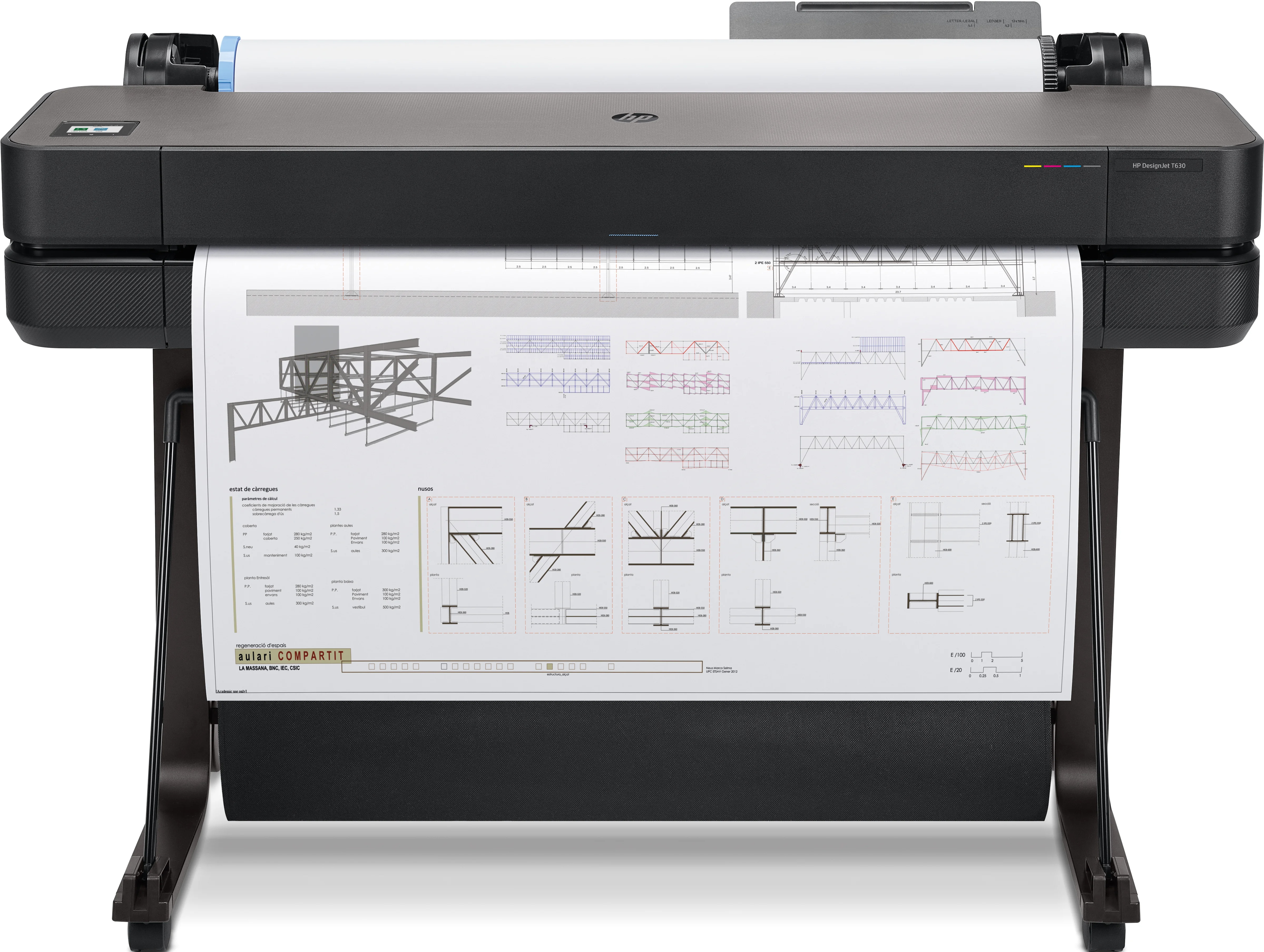 Плоттер струйный HP Designjet T630 (5HB11A/5HB11D), A0, 36", цветной, 914 мм, 2400x1200 dpi, USB, Gigabit Ethernet, WiFi