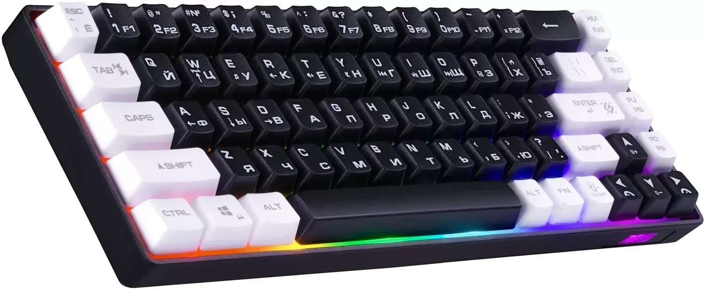 Игровая клавиатура проводная Defender Aris GK-349 RU,бел/черный,68кн+FN,радуж,1.5м