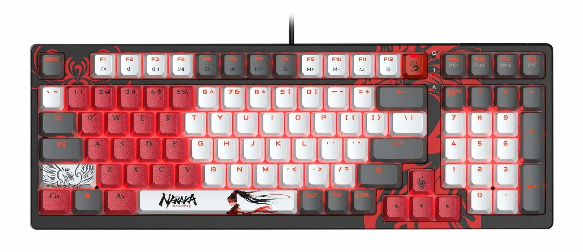 Клавиатура A4Tech Bloody S98 Naraka BLMS Plus проводная, USB Type-A, чёрный/красный