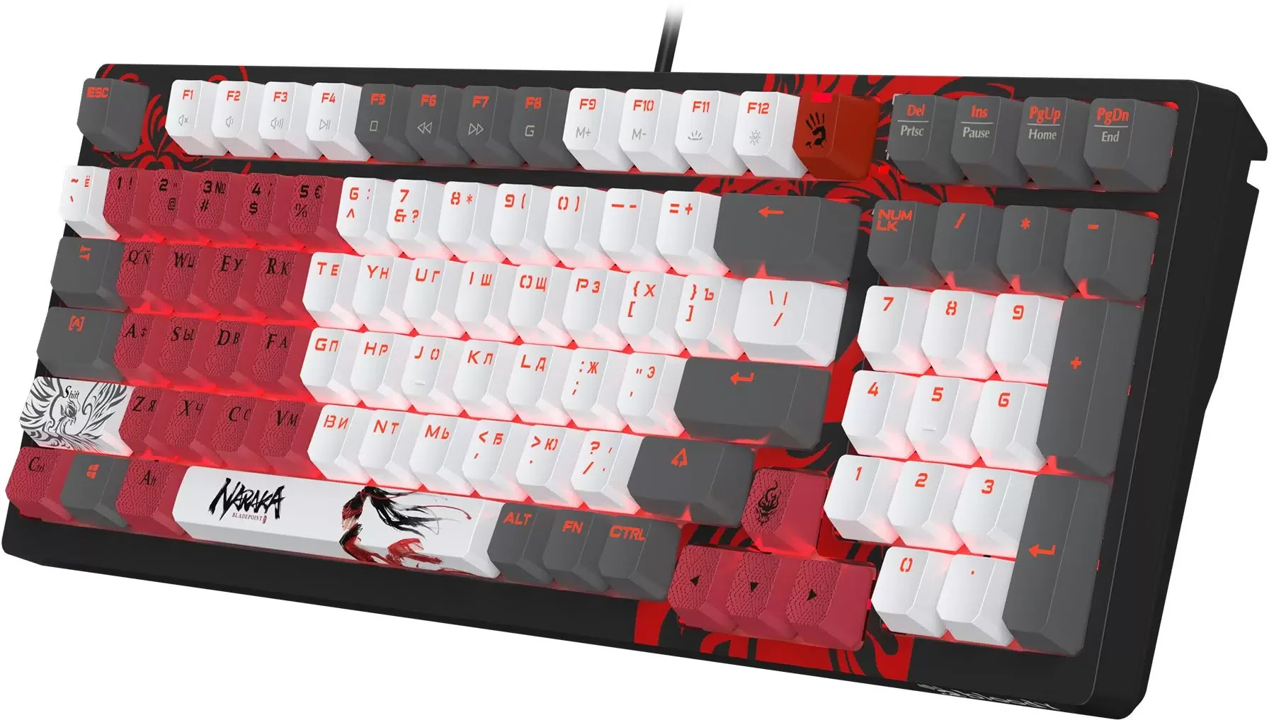 Клавиатура A4Tech Bloody S98 Naraka BLMS Plus проводная, USB Type-A, чёрный/красный