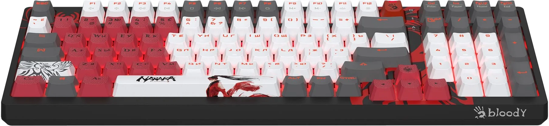Клавиатура A4Tech Bloody S98 Naraka BLMS Plus проводная, USB Type-A, чёрный/красный
