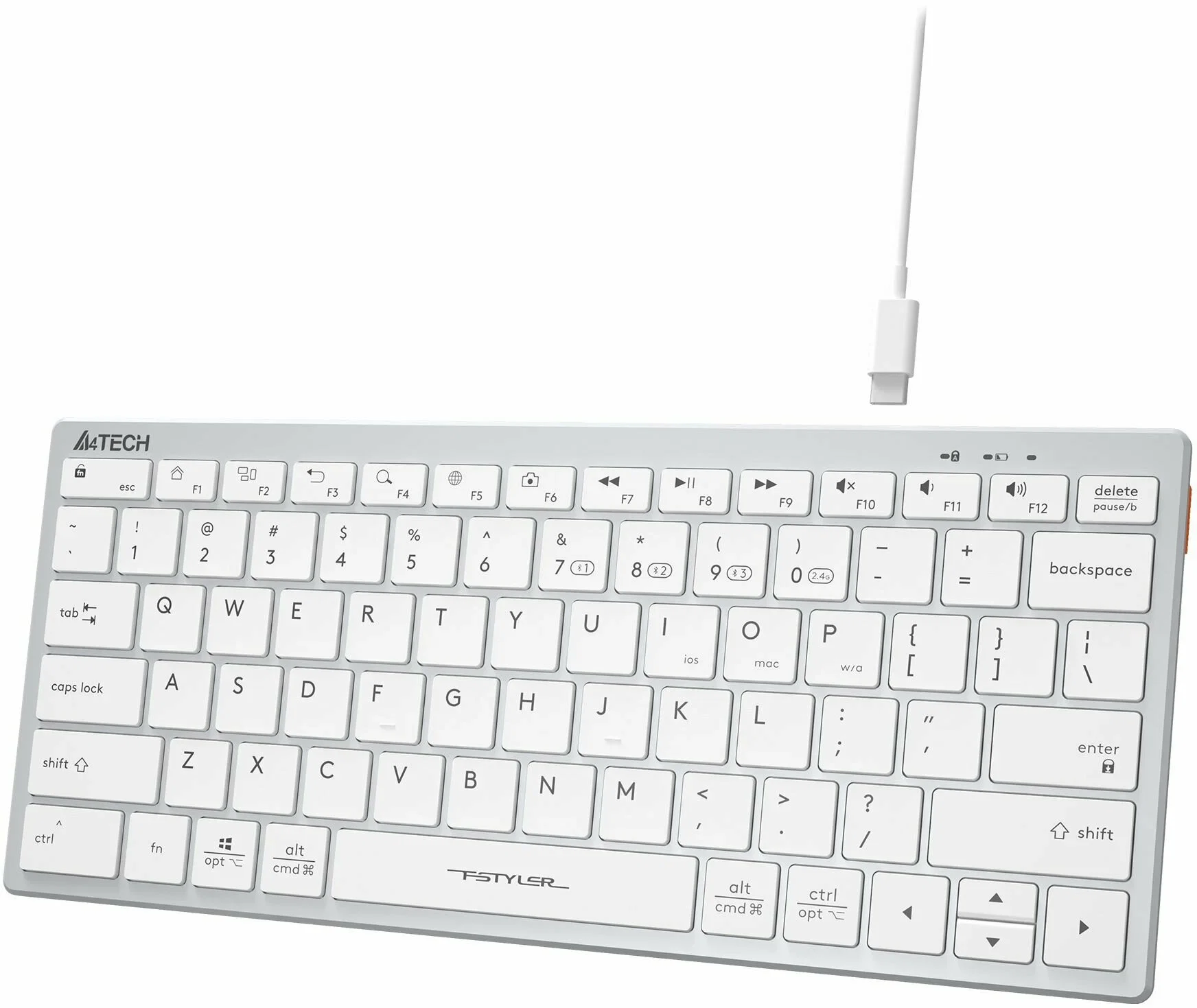 Клавиатура A4Tech Fstyler FBX51C беспроводная, USB, Bluetooth/Радиоканал, белый