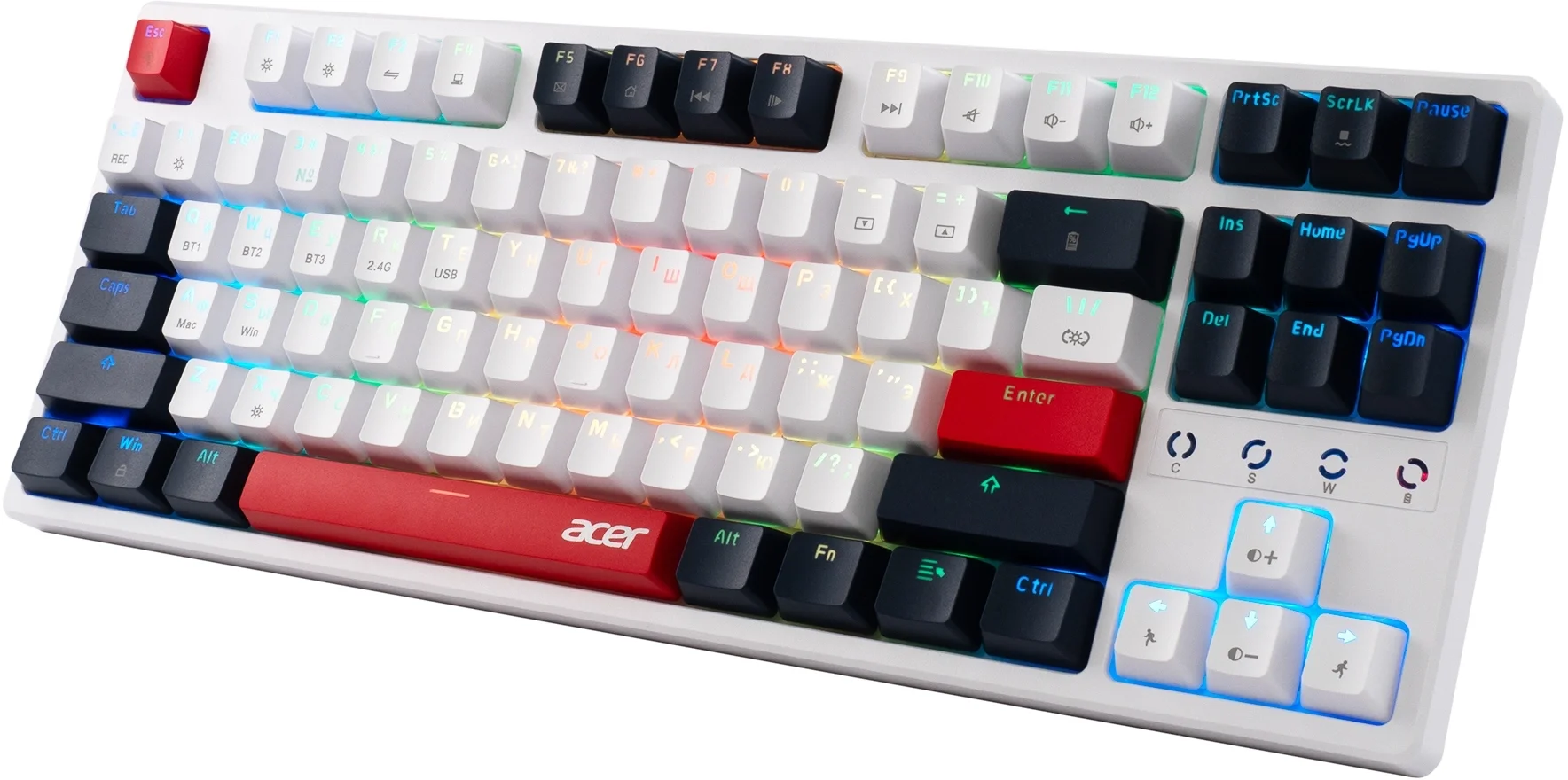 Клавиатура Acer Nitro OKR400 механическая черный USB беспроводная BT/Radio Multimedia for gamer LED (ZL.KBDEE.01A) кабель 1.5м