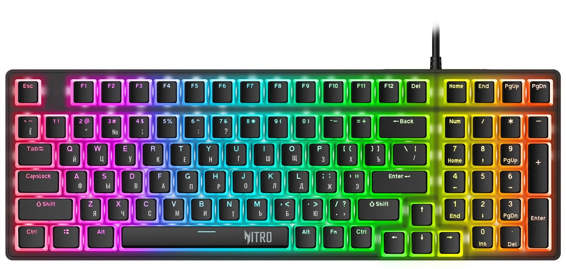 Клавиатура Acer Nitro OKR400 механическая черный USB беспроводная BT/Radio Multimedia for gamer LED (ZL.KBDEE.01A) кабель 1.5м