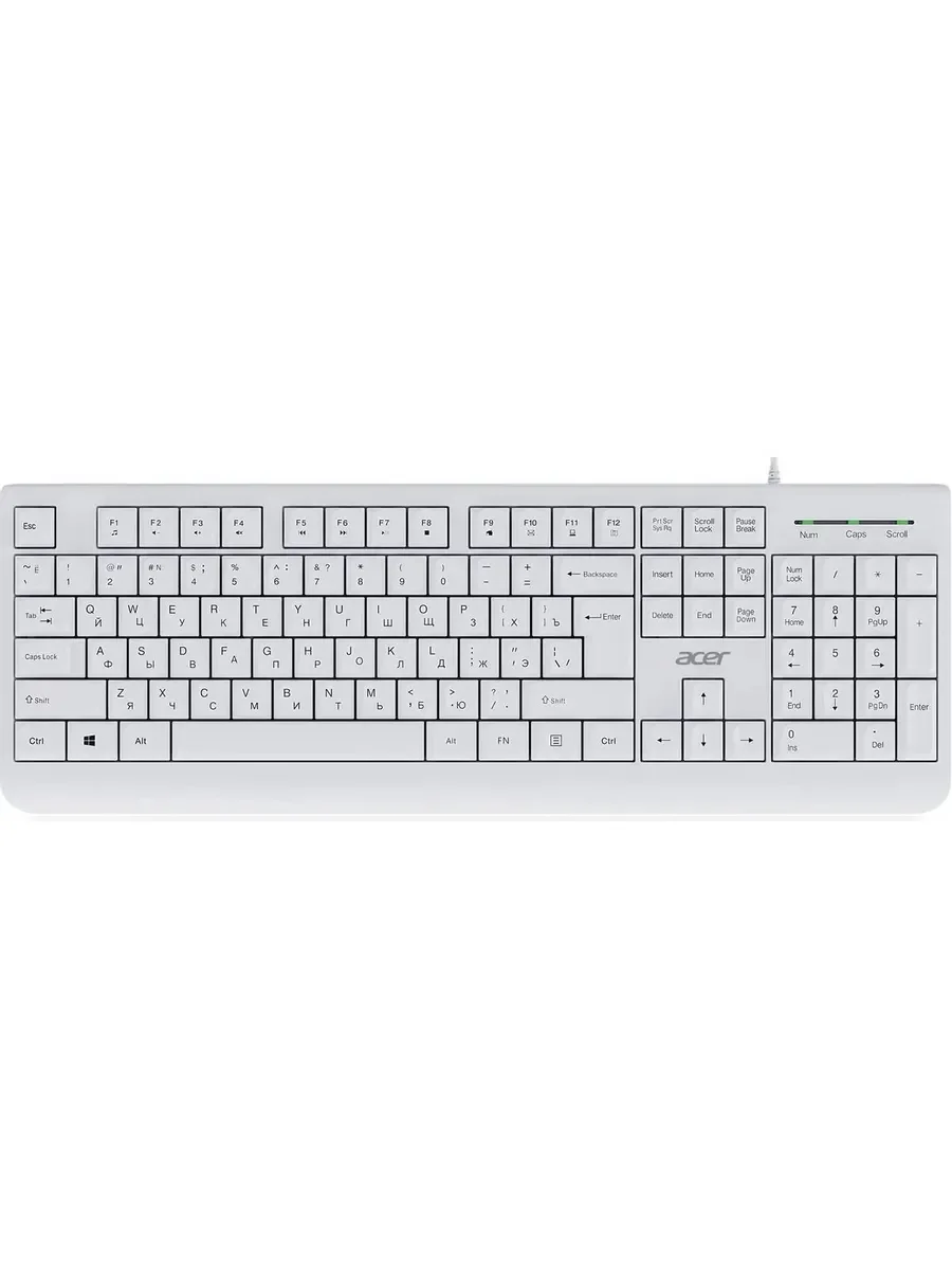 Клавиатура Acer OKW400 проводная, USB Type-A, белый