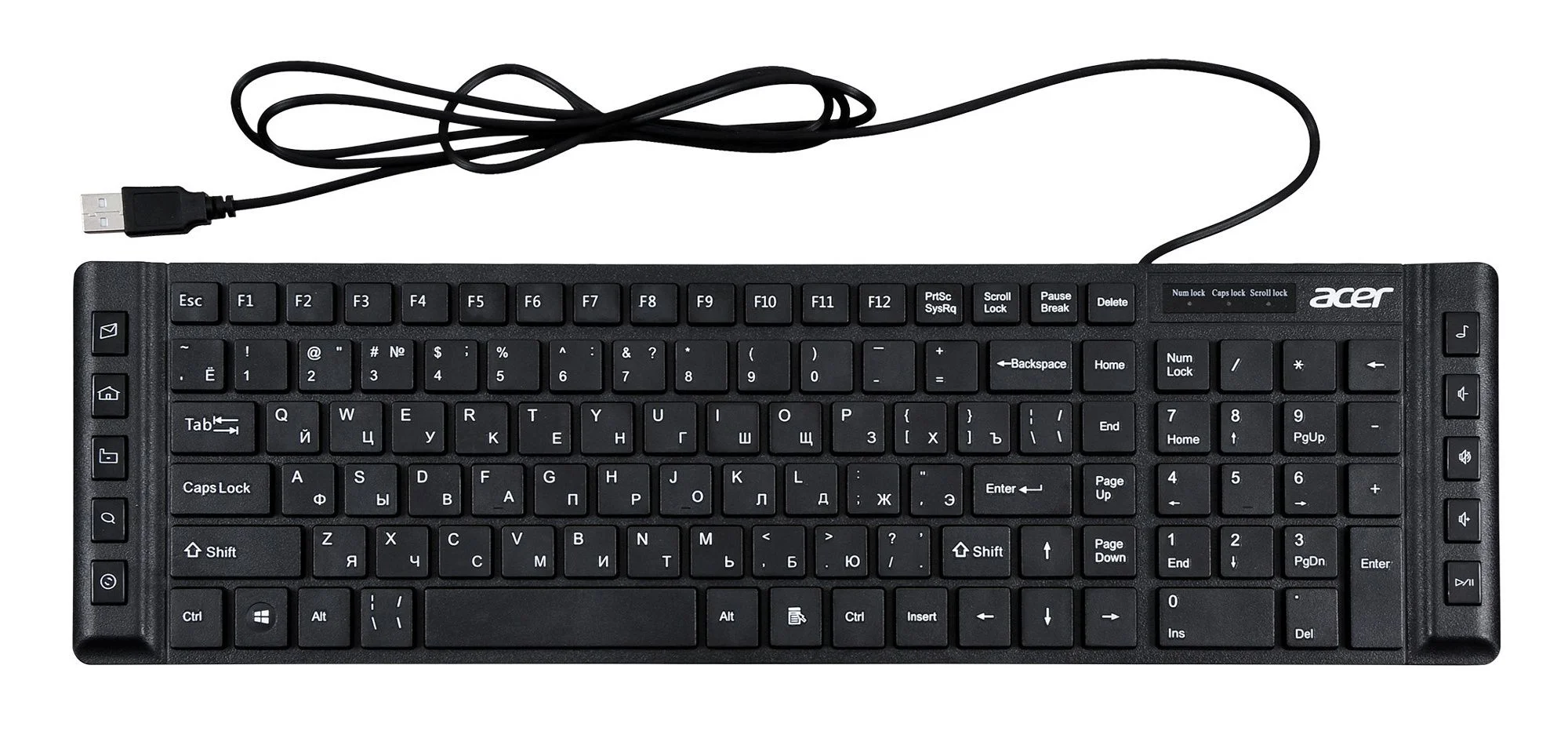 Клавиатура Acer OKW501 черный USB Multimedia (ZL.KBDEE.01U) кабель 1.8м