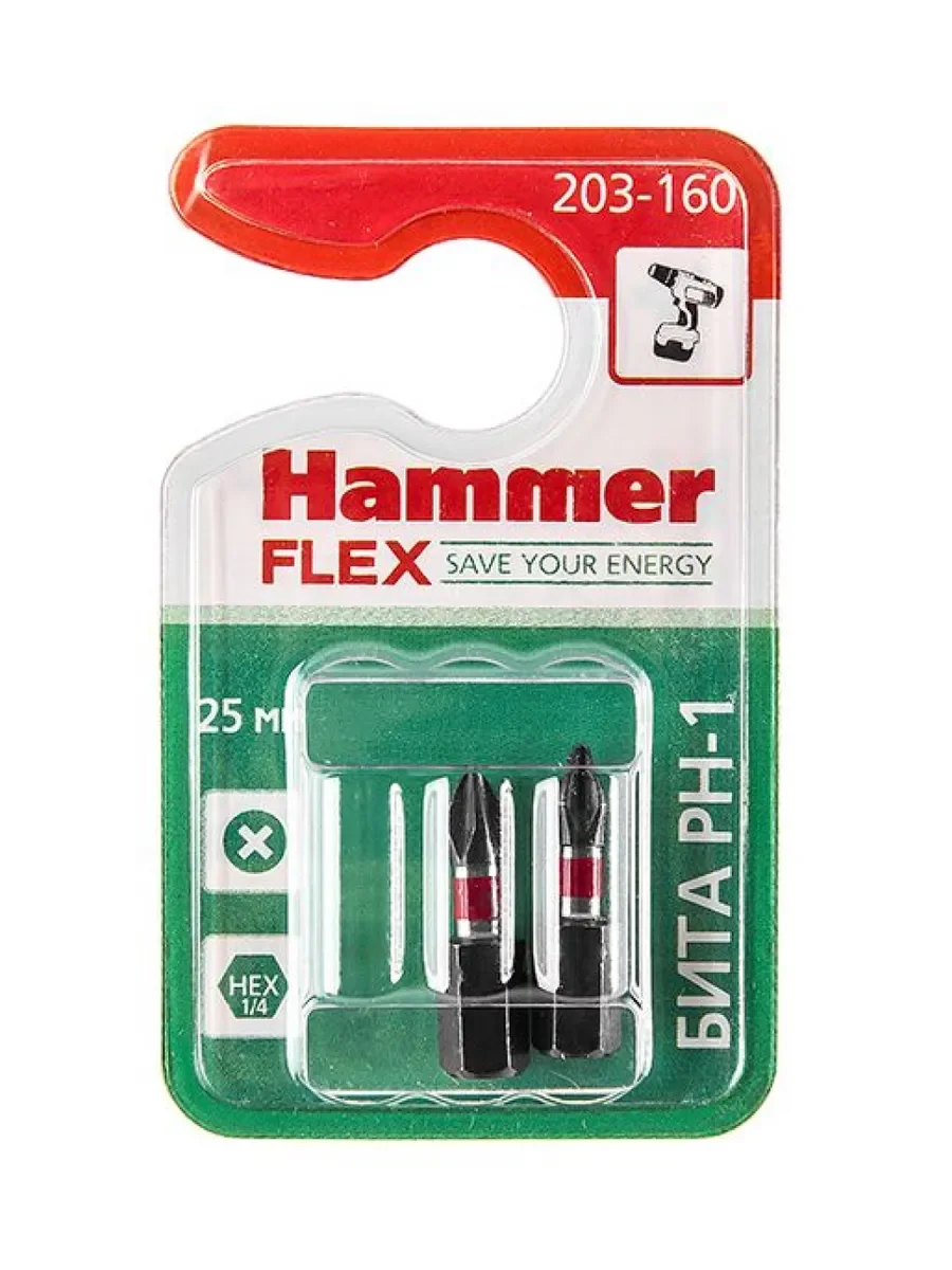Набор бит Hammer 203-179 универсал. Дл=25мм (2пред.) для шуруповертов