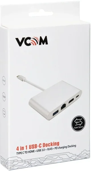 Кабель-адаптер USB3.1 Type-CM-->HDMI+USB3.0+RJ45+PD charging VCOM <CU455>