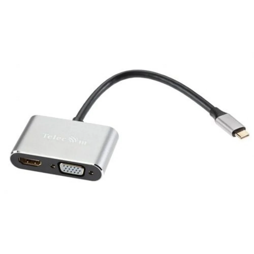 Кабель-концентратор USB3.1 TypeCm -->HDMI+USB3.0+PD+VGA Alum Grey 4K@30Hz, Telecom<TUC055>
