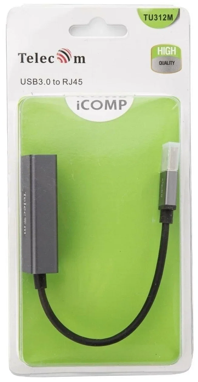 Кабель-переходник USB 3.0 (Am) --> LAN RJ-45 Ethernet 1000 Mbps, Aluminum Shell,Telecom <TU312M>