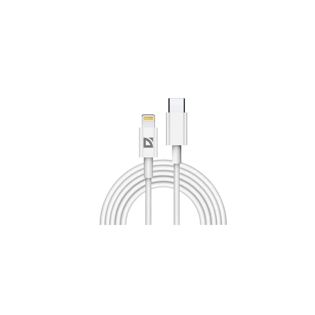 Defender Кабель F182, Type-C (M) - Apple Lightning (M), 2 метра, Power Delivery 20Вт, TPE оплетка, белый.