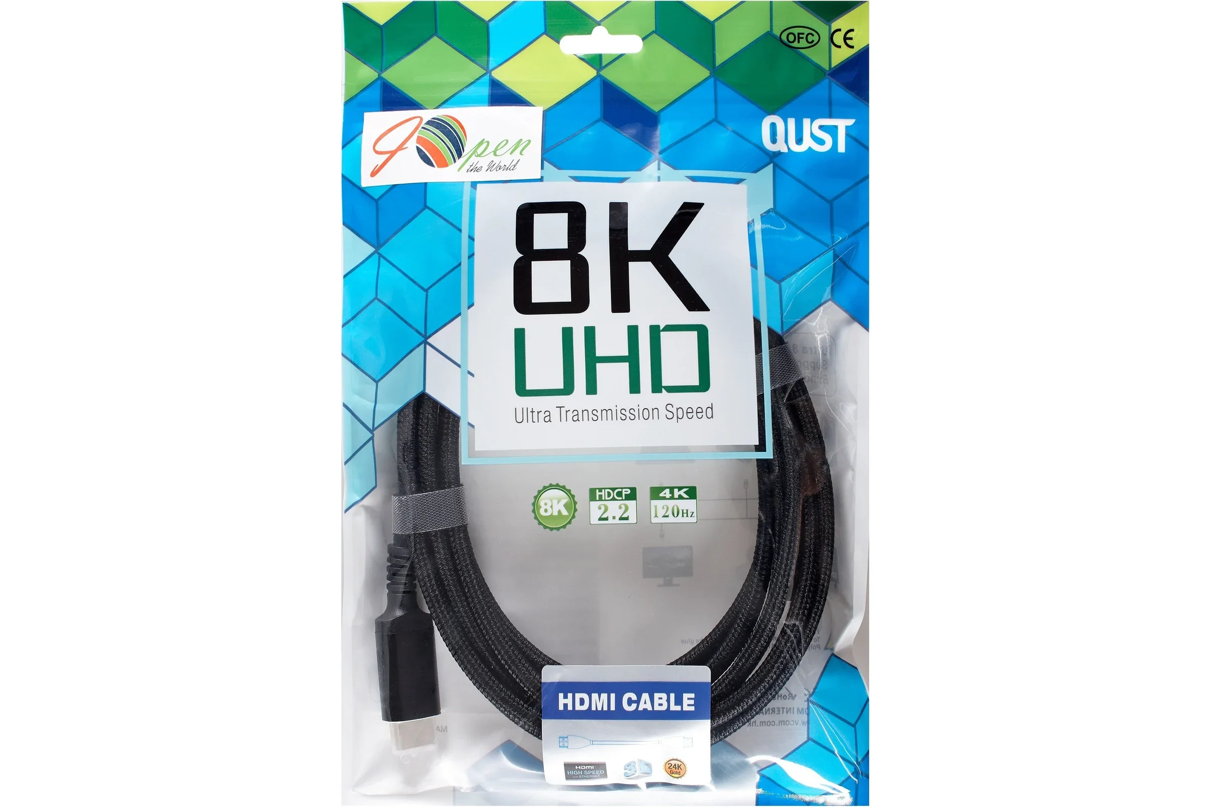 Кабель HDMI 19M/M,ver. 2.1 8KX60Hz (Econom) оплетка 3m iOpen <ACG859B-3.0>
