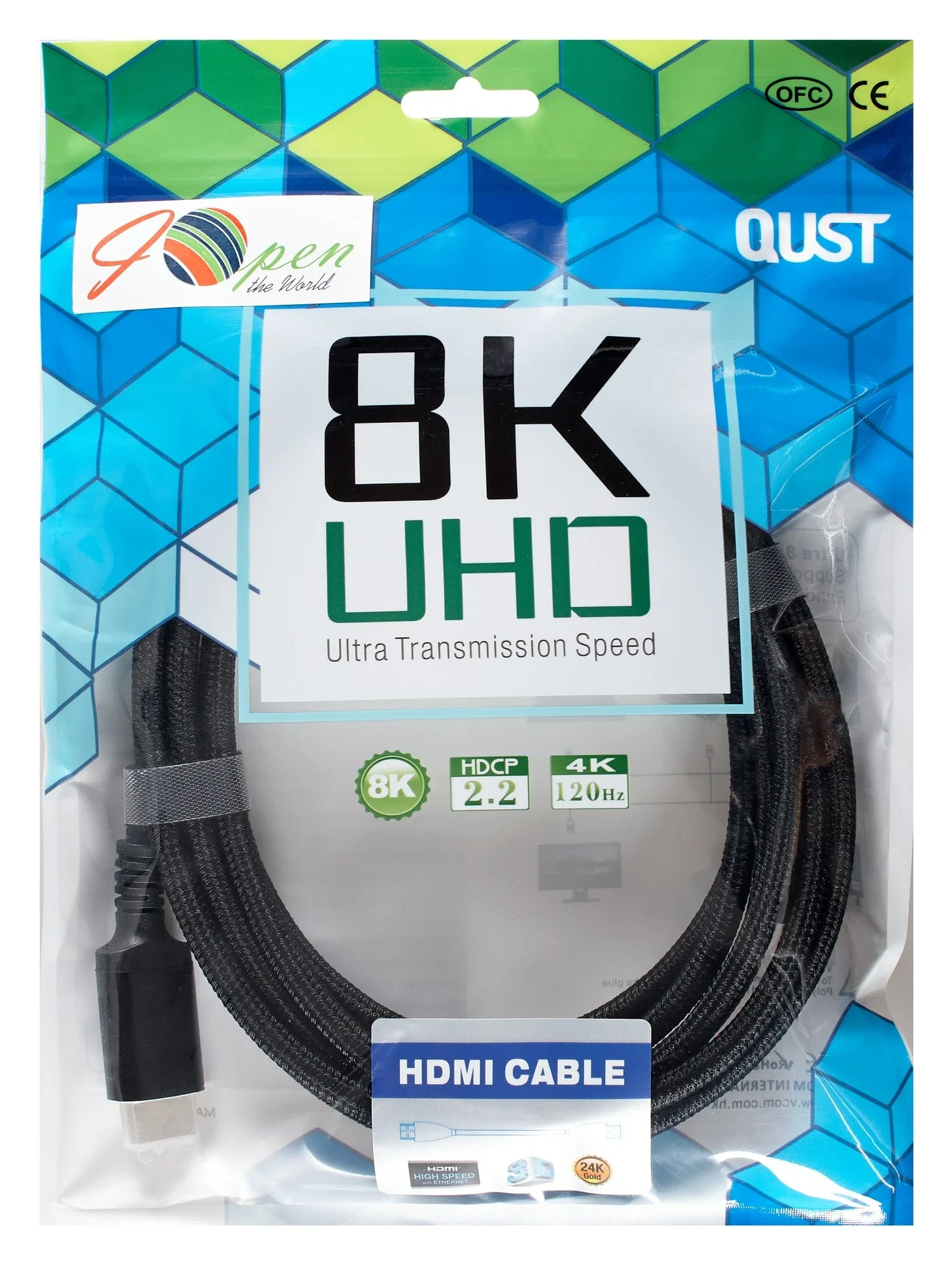 Кабель HDMI 19M/M,ver. 2.1 8KX60Hz (Econom) оплетка 3m iOpen <ACG859B-3.0>