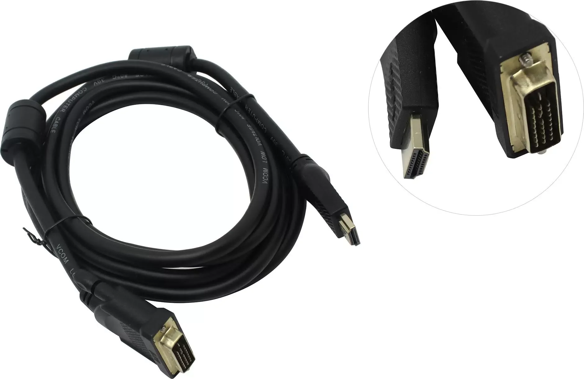 Кабель HDMI AM/DVI(24+1)M, 3м, CU, 1080P@60Hz, 2F, VCOM <CG484GD-3M>