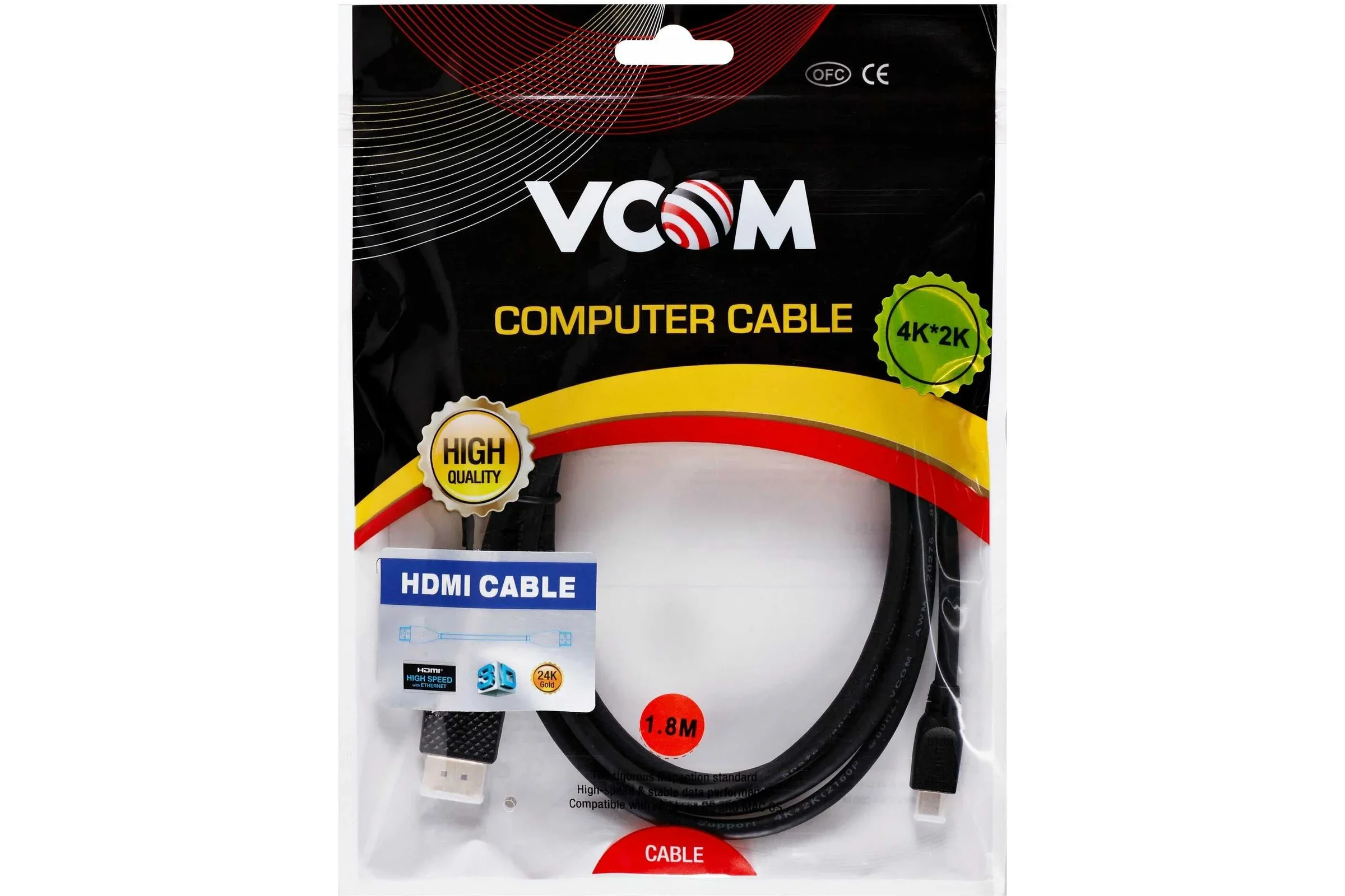 Кабель HDMI-19M --MicroHDMI-19M ver 2.0 1.8m, медь,  VCOM <CG587-1.8M>