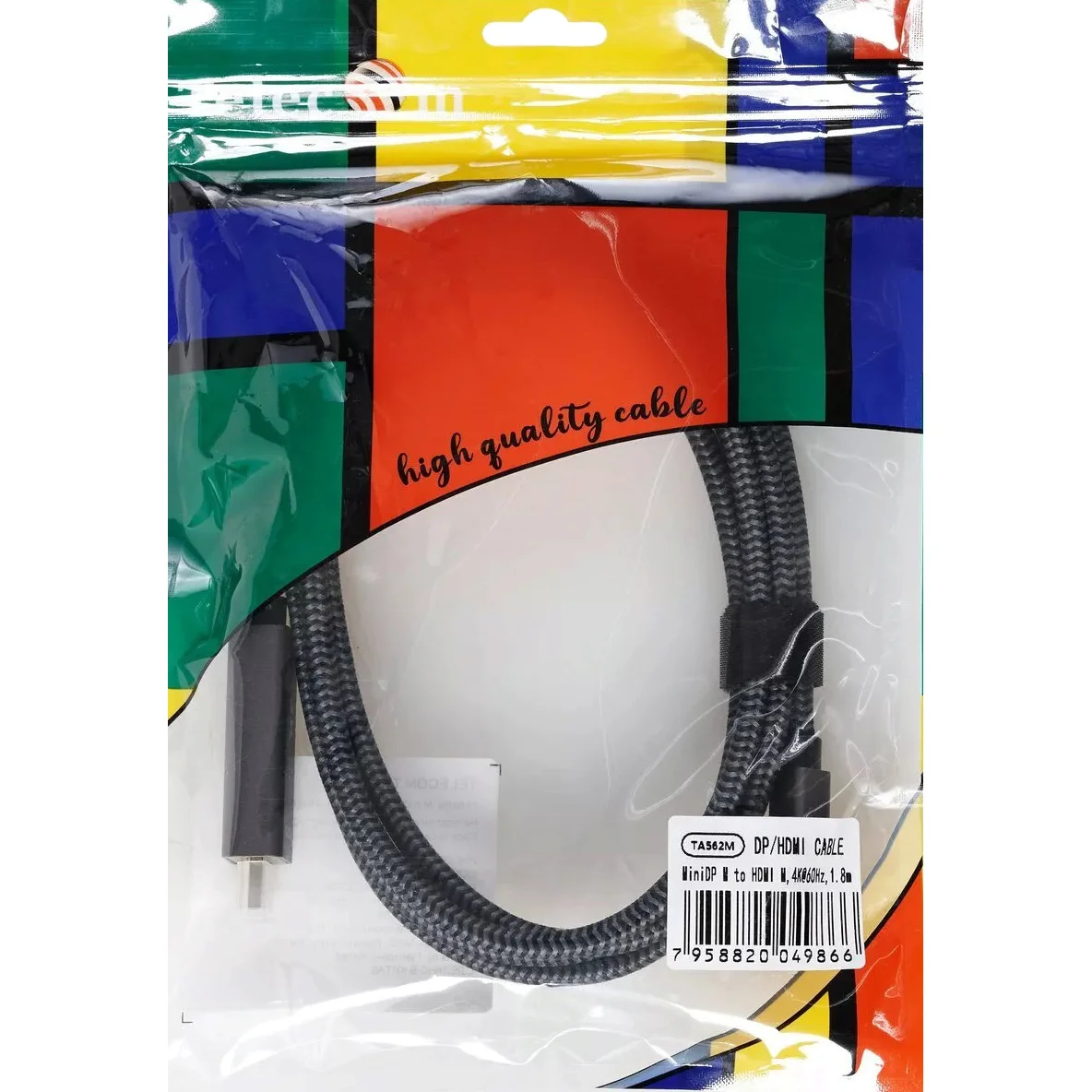 Кабель miniDisplayPort M-> HDMI M 4K@60Hz 1.8m Telecom,оплетка