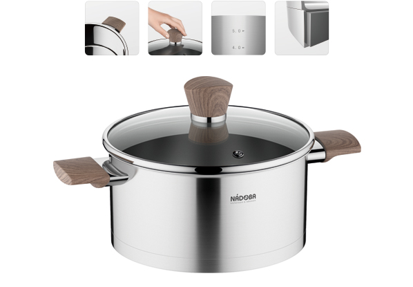 NADOBA Кастрюля со стеклянной крышкой, 20 см/3 л, NADOBA, серия LUDVA