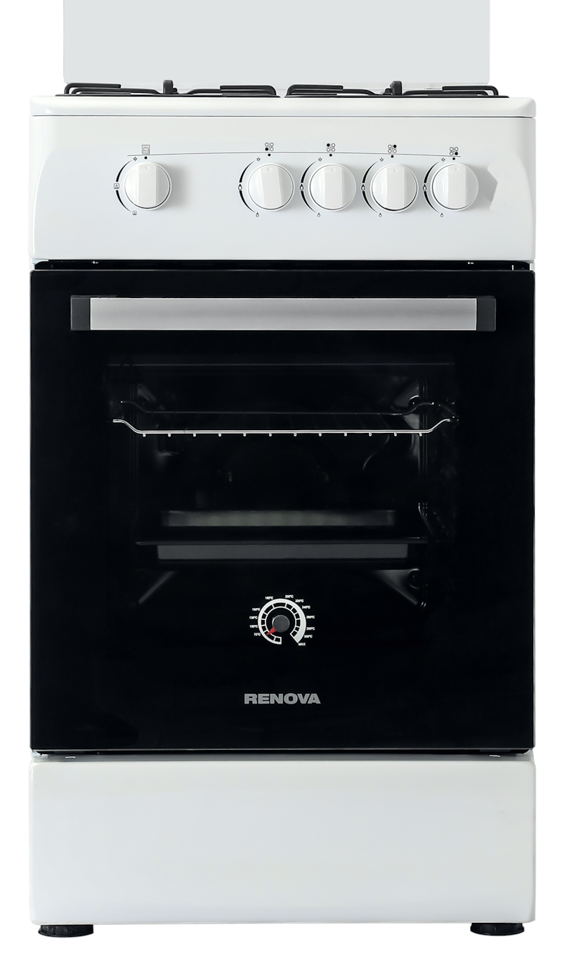 Плита газовая RENOVA SGG-60M407 (SG6G-W-TR), белый, 4конфорок, ГК дух, газ дух, 70л, 60см