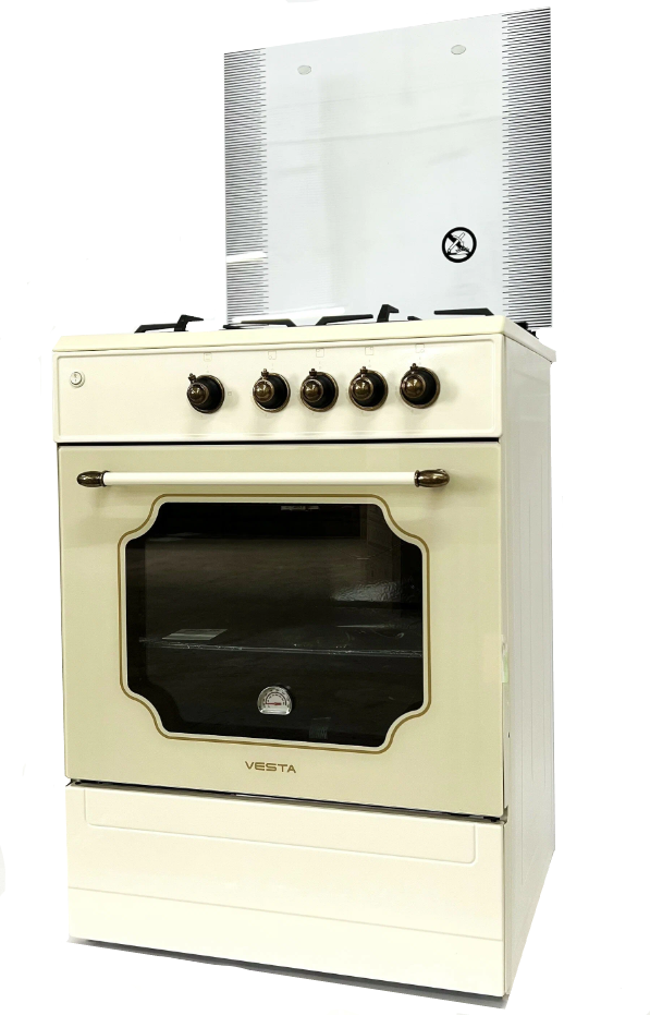 Плита газовая VESTA Bergamo VGG 50 10-G с ГК дух. Бежевый с VD, 4конфорки, 50×85×57см, дух 52,8 л