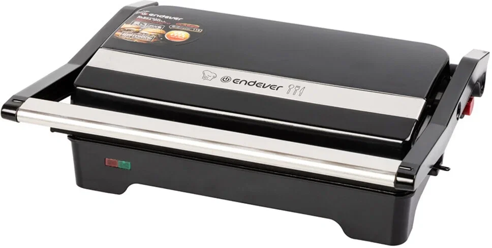Гриль-пресс электрический Endever Grillmaster 119, черный/металлик