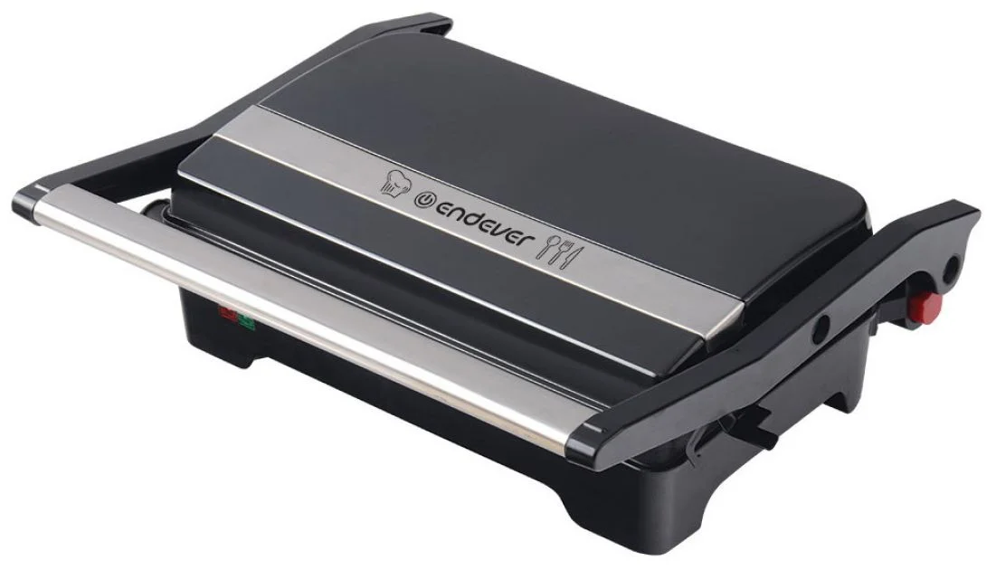 Гриль-пресс электрический Endever Grillmaster 119, черный/металлик