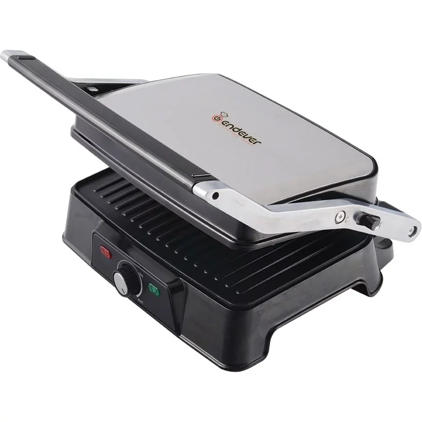 Гриль-пресс электрический Endever Grillmaster 220, серебристый/черный