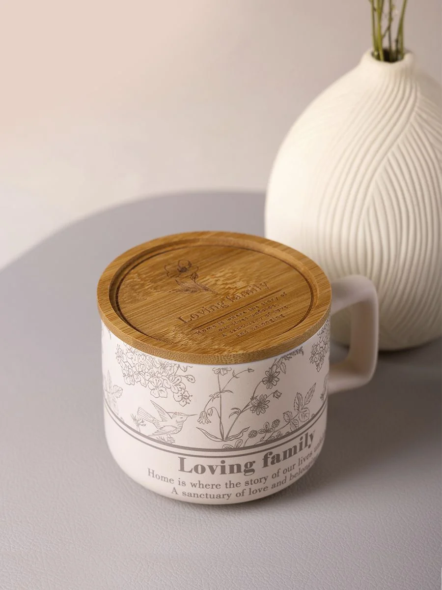 КРУЖКА LEFARD 400МЛ С БАМБУКОВОЙ КРЫШКОЙ "SWEET HOME" 9.6*8CM