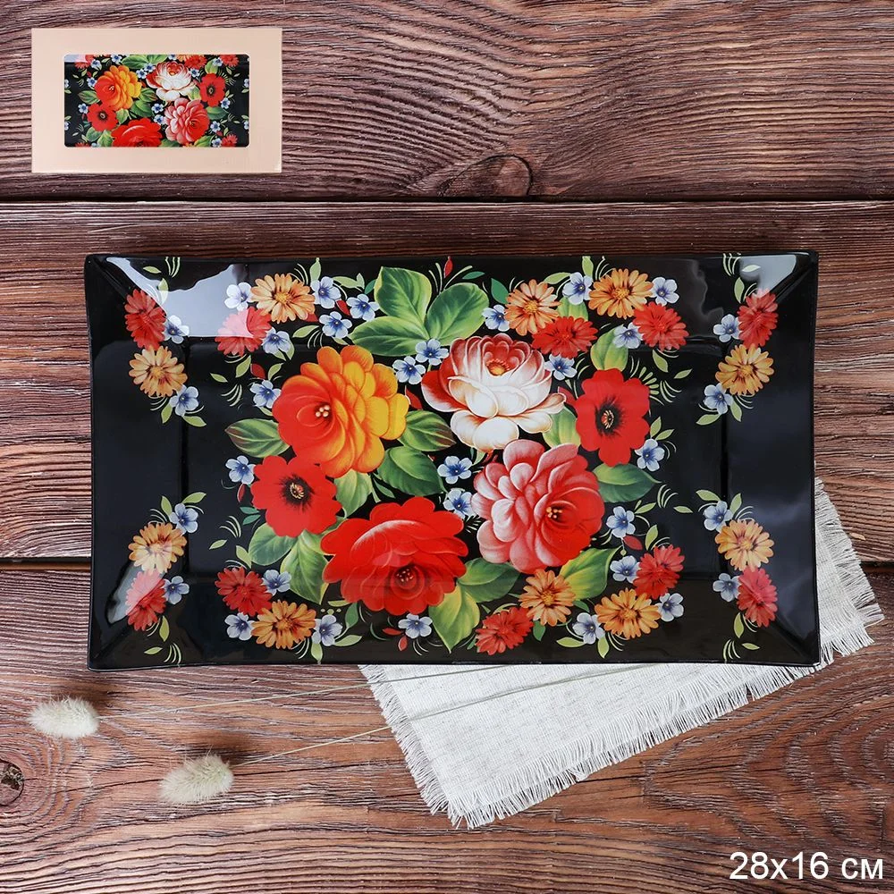 Блюдо прямоугольное 28x16 см / S322816 U092-1 GREY Жестово / уп 6/48/ цветная коробка