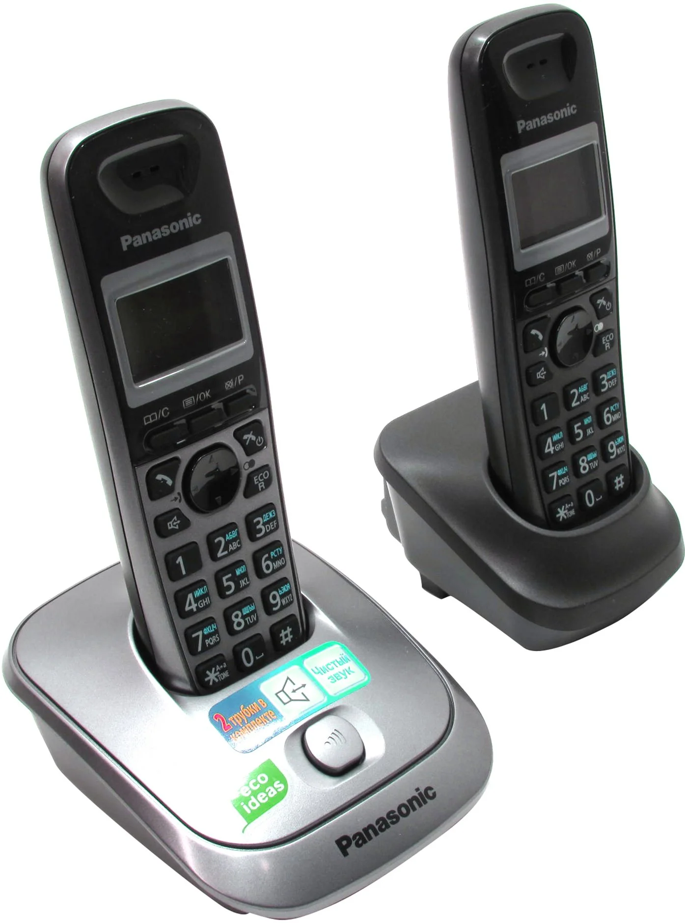 Р/телефон Panasonic KX-TG2512RU1 (черный, темно-серый металлик, 2 трубки)