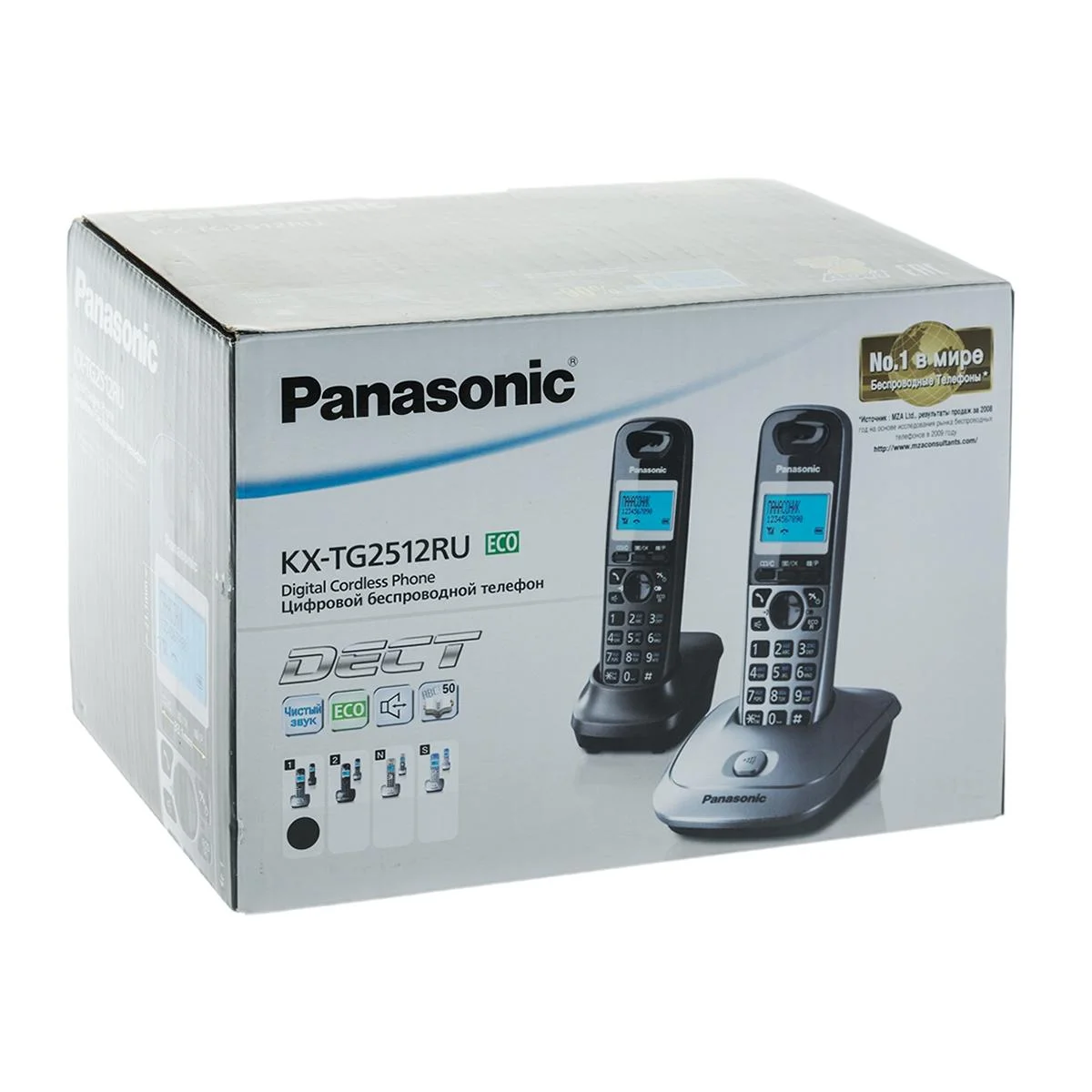 Р/телефон Panasonic KX-TG2512RU1 (черный, темно-серый металлик, 2 трубки)